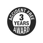 Accident Free 3 Years Award Hard Hat Decal